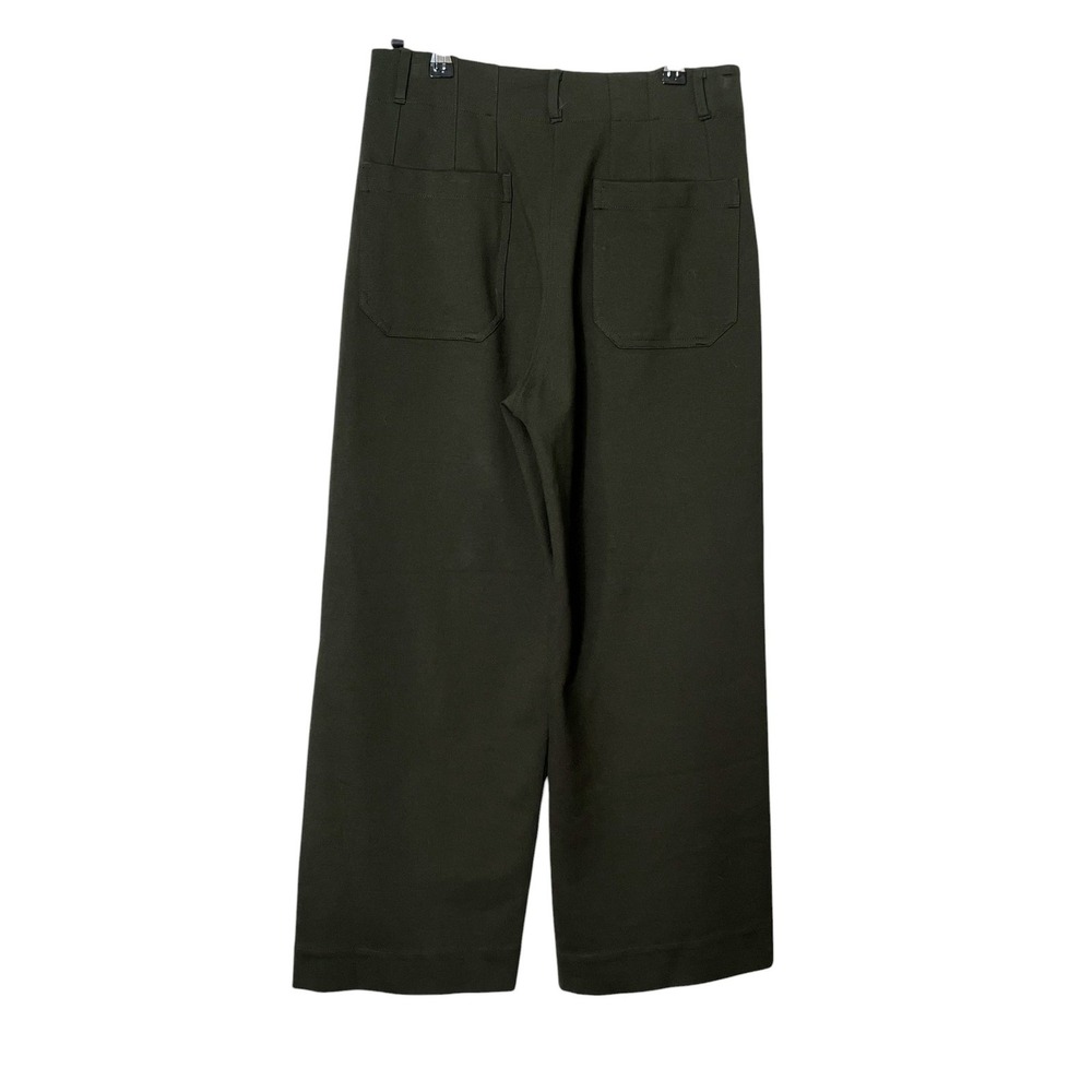 Quince Ultra-Stretch Ponte Cropped Wide Leg Pants Olive Green High Rise Size 4 - Picture 6 of 8